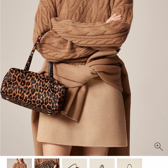 J. Crew NWT “Delphine” Shoulder Bag - Leopard Tan Calf Hair Color - Picture 7 of 8
